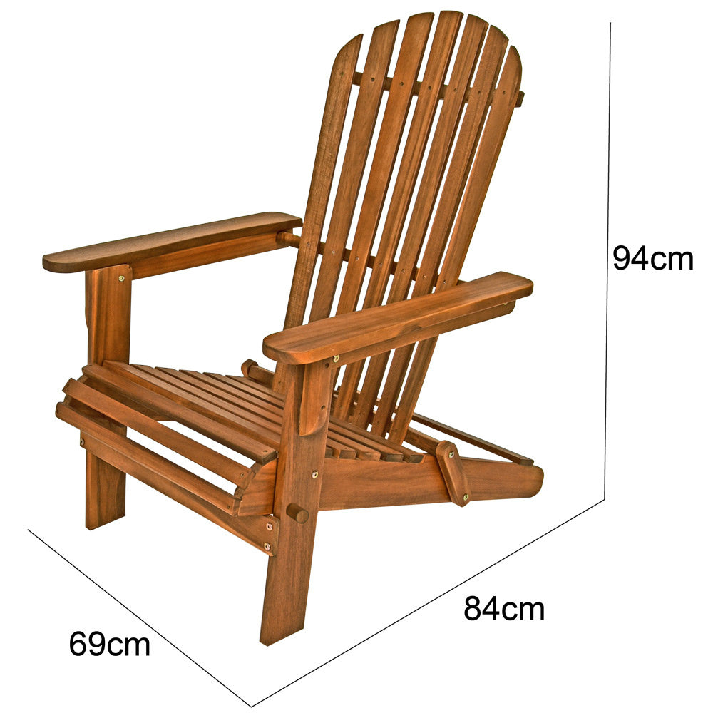 Casaria Adirondack Tuinstoel – Inklapbaar & Ergonomisch – 84 x 69 x 94 cm – Acacia - Bruin