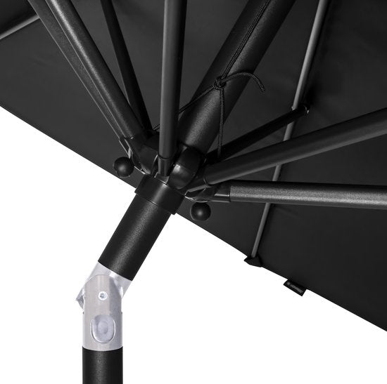 VONROC Premium Stokparasol Recanati Ø300cm – Incl. beschermhoes - Ronde parasol - Kantelbaar – UV werend doek - Zwart