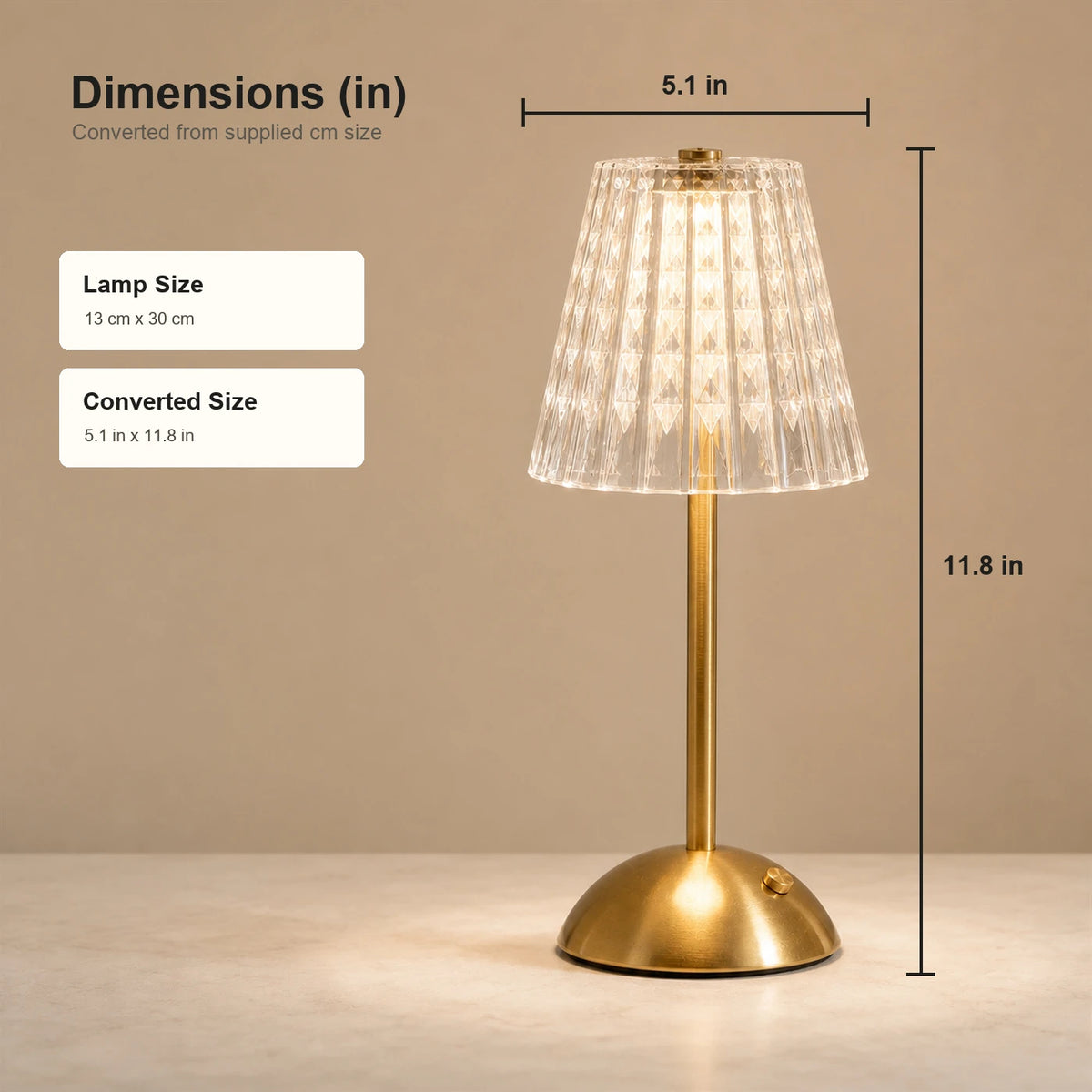 LED Tafellamp Draadloos met Touchbediening - 3 Lichtkleuren - Traploos Dimbaar - 1800mAh - USB-C Oplaadbaar - 8-10 Uur - Goud