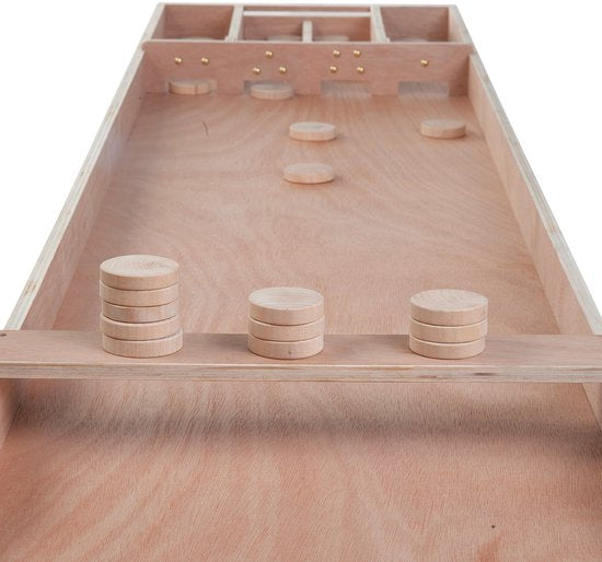 Sjoelbak Wedstrijd Hout 200 cm – Inclusief 30 Sjoelstenen – Houten Multiplex Shuffleboard voor Thuis & Recreatie – Gezelschapsspel – Longfield