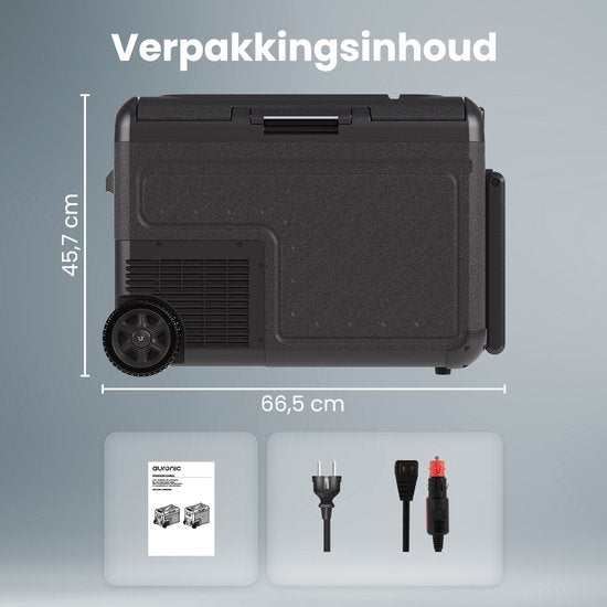 Auronic Elektrische Koelbox - Compressor - Met Wielen - 12V 230 Volt - Auto - 40L - Frigobox - Zwart/Grijs