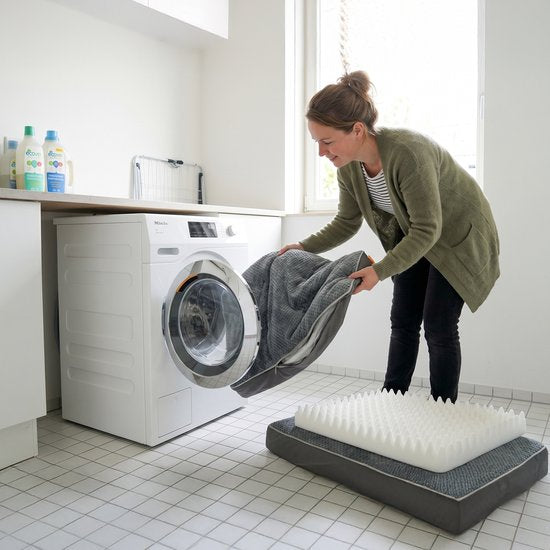 Happysnoots® Orthopedisch Hondenkussen - XXL Hondenmand 100 x 70 x 12 cm - Wasbaar Hondenbed Voor Grote Honden - Grijs met Rits