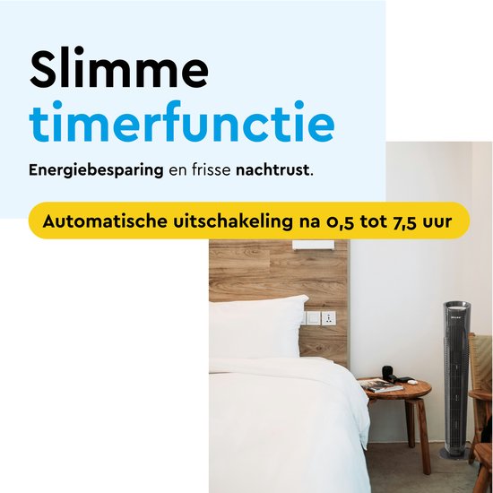 BRASQ Torenventilator F500 – 80 cm Hoog – Zwart – Stil – Met Afstandsbediening – Timer & Slaapmodus – Staande Ventilator – 50W – Voor Slaapkamer & Kantoor