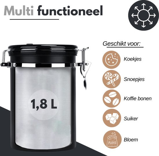 VAIVE Koffieblik - Koffiebus - Koffieblikbewaarblik - Bewaarbus Koffie - Voorraadpotten - Voorraadbussen - Voorraadbus -1.8L