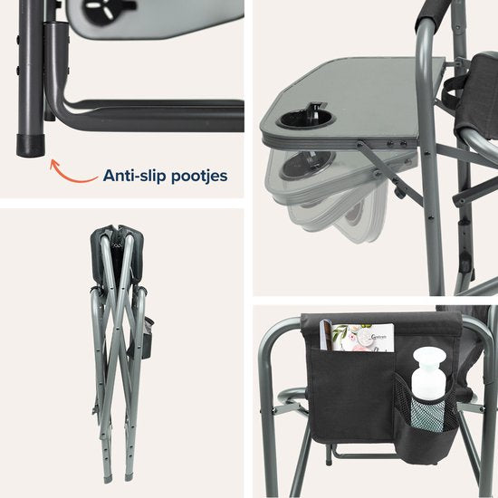 TRVLMORE Campingstoel - Opvouwbaar - Lichtgewicht - 120 kg draagvermogen - Zwart