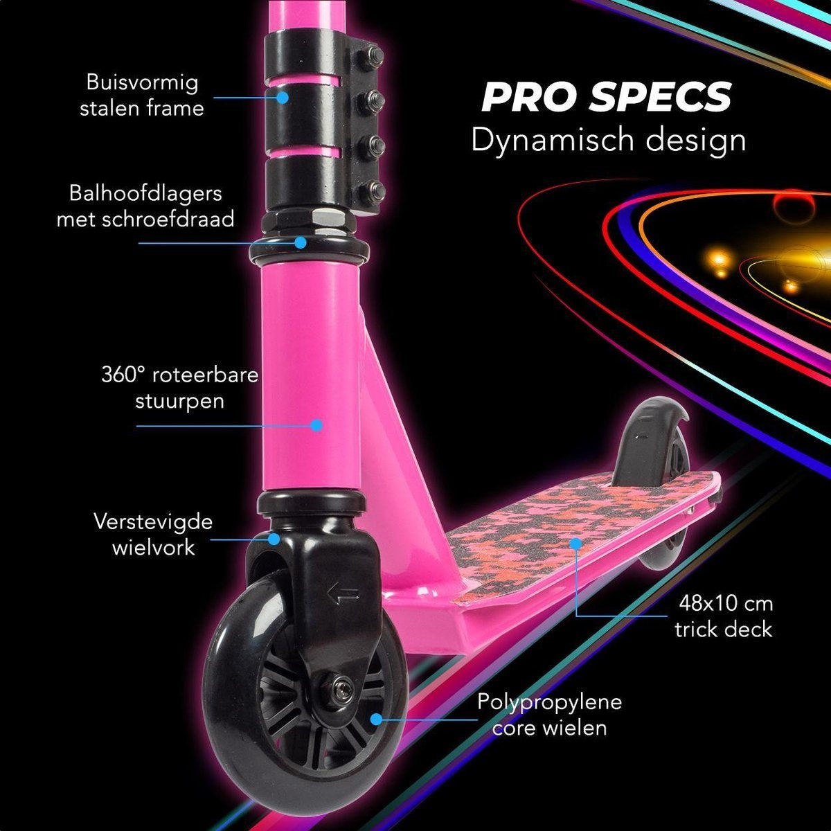 LifeGoods StuntRider - Stuntstep - Step 8+ Jaar - 100mm Wielen - Jongens/Meisjes - Roze