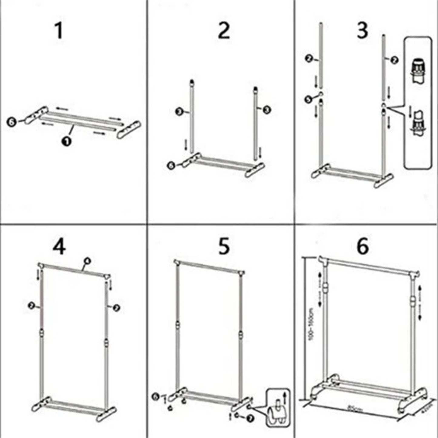 Westerhold Kledingrek – Verstelbaar & Verrijdbaar – max. 5kg – 80 x 43 x 90-165 cm – Zilver