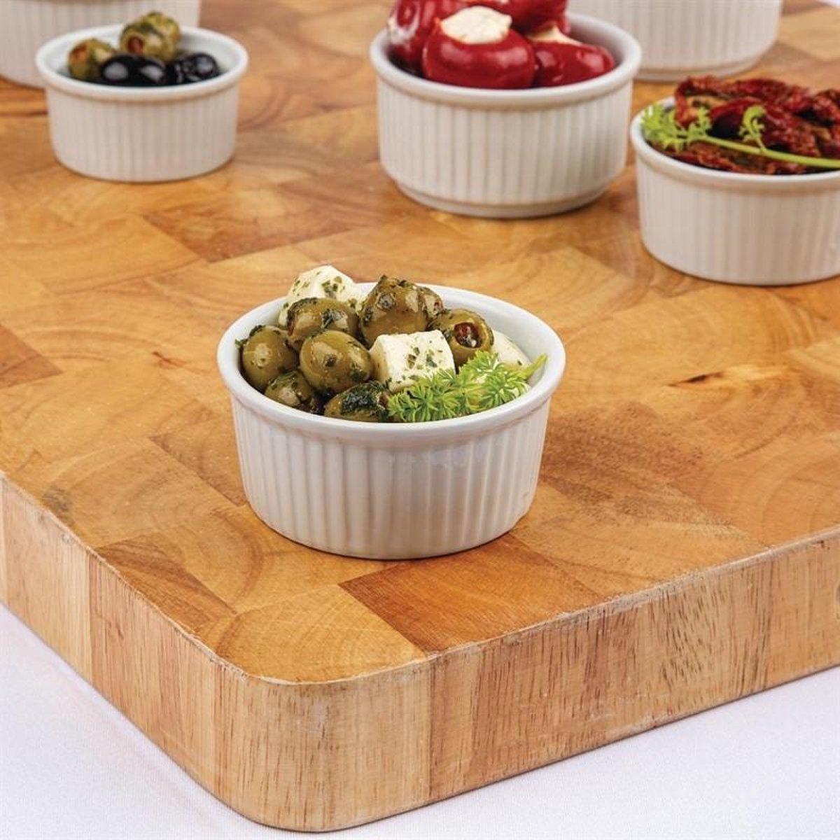 BIA Olympia 6x Crème Brûlée Schaaltje / Ramekin - 9 cm Ø - Wit Porselein - Oven, Vriezer en Vaatwasserbestendig