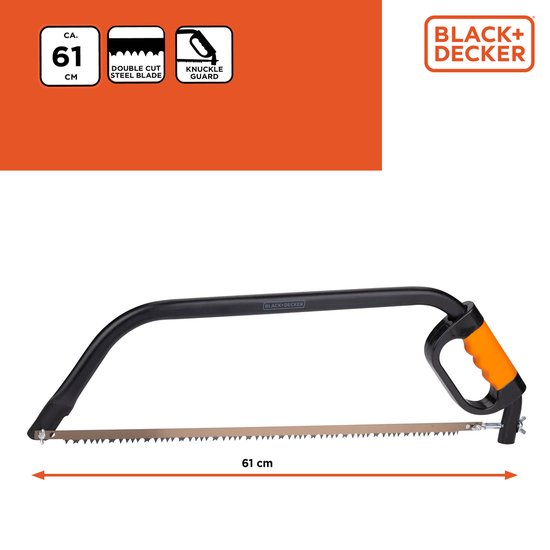 BLACK+DECKER Beugelzaag - 24"/ 61CM - Zachte Comfortgreep - Schokabsorberend - Knokkelbescherming - Staal - Zwart/Oranje