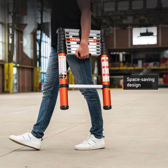 Batavia Telescopische ladder 2.63m - SoftClose & AntiSlip - Uitgeschoven lengte 263cm - Antislip - Gepatenteerde soft-close - Max. belasting 150kg - Werkhoogte 363cm - Giraffe Air