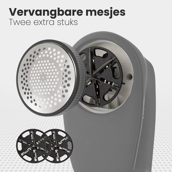 Auronic Elektrische Pluizenverwijderaar - Draadloze Ontpiller - Accuduur 60 minuten - Pluizentondeuse - 2 Extra Opzetstukken - Grijs