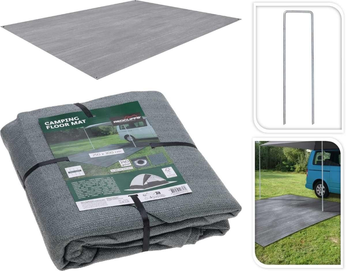 Camping Vloermat 250 x 300 cm – Grijs – Waterdoorlatend en Opvouwbaar
