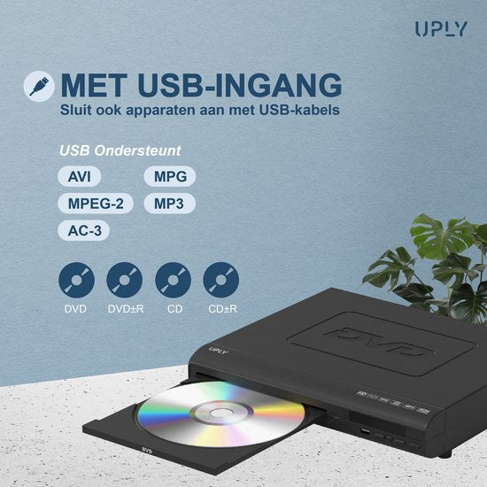 UPLY DVD Speler met HDMI - Full HD - Regiovrij - Inclusief HDMI en Afstandsbediening - DVD en CD Speler - USB