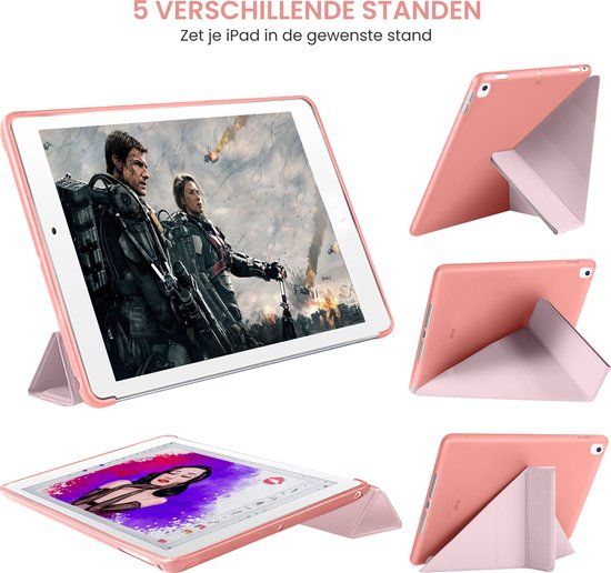 Tablet Hoes geschikt voor iPad Hoes 2021 - 9e generatie - 10.2 inch - Smart Cover - Goud Roze