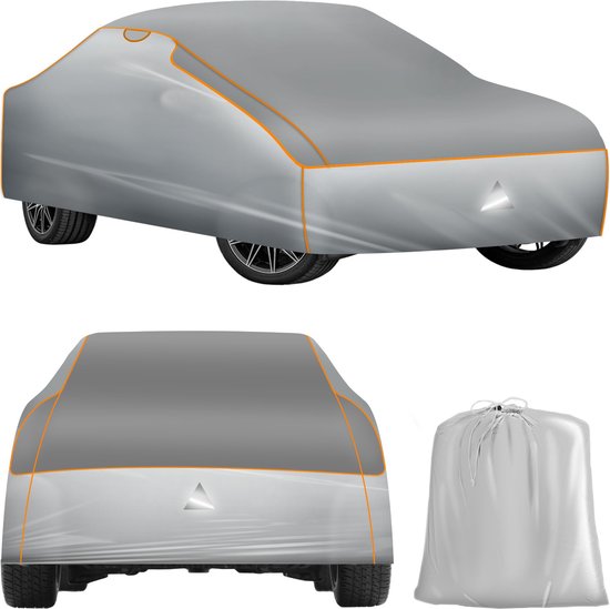 tectake® Autohoes - Autozeil - Hagelbescherming - Waterdicht deken - Ademend - Elastische autogarage - Autoaccessoires met opbergtas - Compatibel met vele modellen - Afmeting (LxBxH) 483x 178x 120 cm - Large