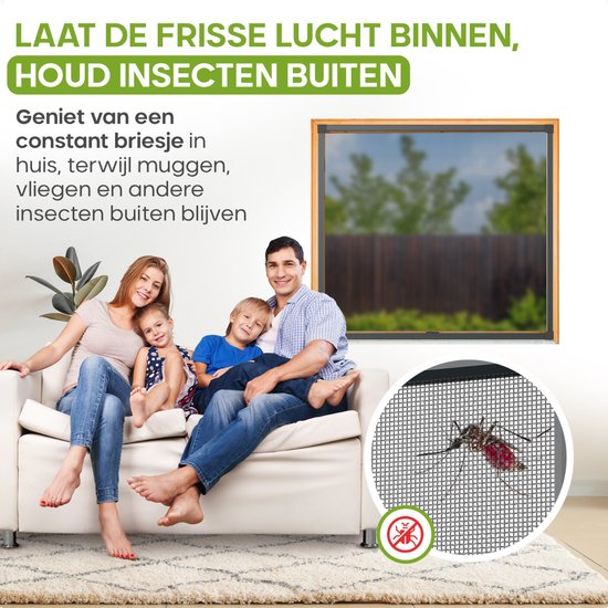 O'DADDY® Raamhor - 100x120 cm - Aanpasbaar Vliegengaas - Glasvezel - Horrengaas - Insectenhor - Veelzijdig en Gemakkelijk te Monteren - Zwart