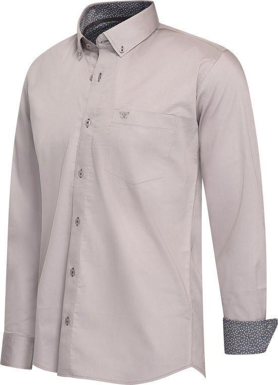 Cappuccino Italia - Heren Overhemden Ancona Stretch - Grijs - Maat XXL