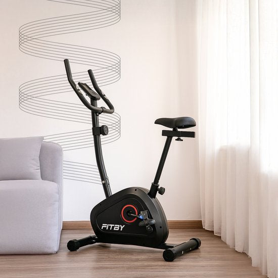 Fitby Hometrainer - Hometrainer Fiets - Hometrainers Fitness - 8 weerstandniveaus - Met hartslagfunctie - 100 KG - Zwart