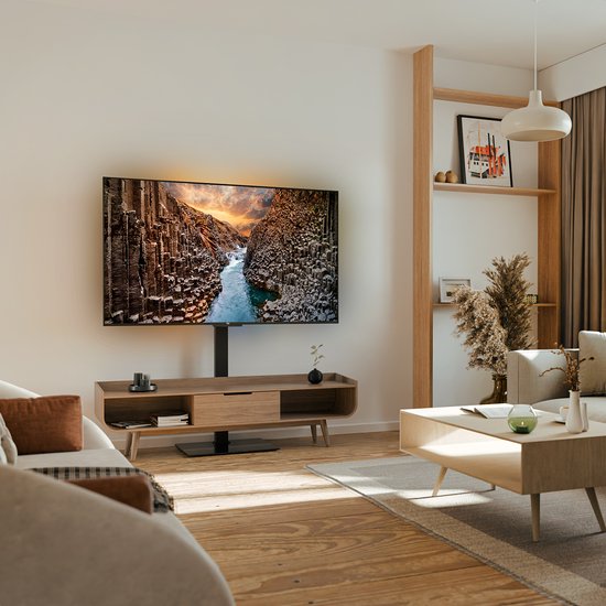 Auronic TV Standaard - TV Voet - In Hoogte Verstelbaar - Draaibaar - Kantelbaar - 32 tot 70 inch - Zwart