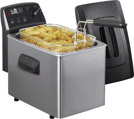 Fritel Turbo SF4350B Enkel 4 l Vrijstaand 2800 W Frituurpan Zwart, Roestvrijstaal