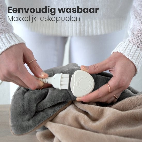 Auronic Elektrische Warmtedeken - 1 Persoons - 3 Warmtestanden - Bovendeken met Timer - 160 x 120cm - Grijs