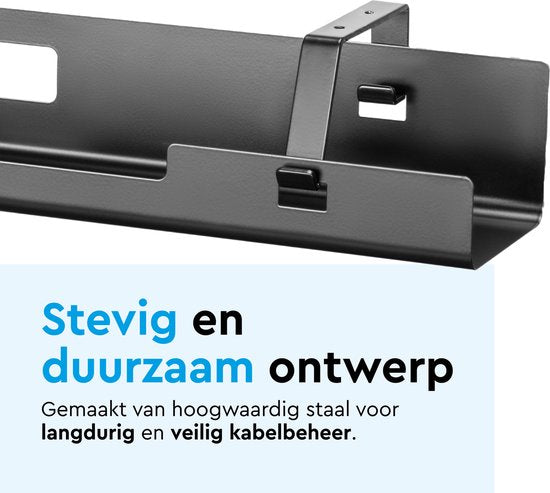 BRASQ Universele kabelgoot Zwart voor onder het bureau - Inclusief Kabel Organisers - Kabel Management - Cable Management