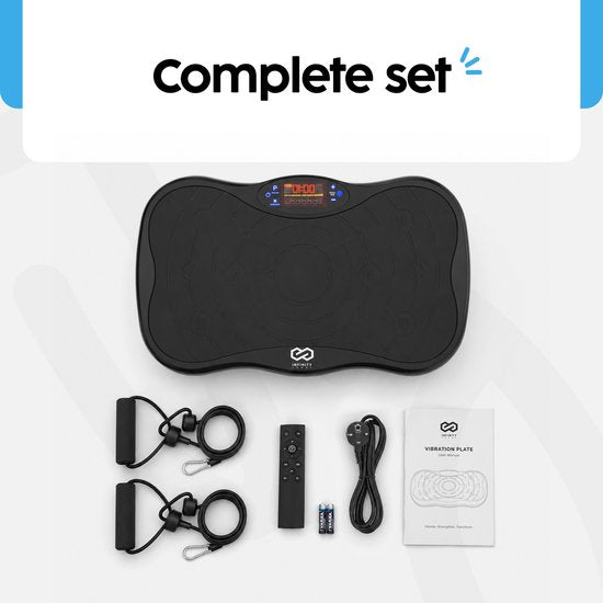 Infinity Goods Trilplaat Premium - Trilplaat Fitness - Inclusief Weerstandsbanden En Handvatten - Powerplate - 5 Tainingsprogramma’s - 99 Snelheidsniveaus - Bluetooth Muziek - Zwart