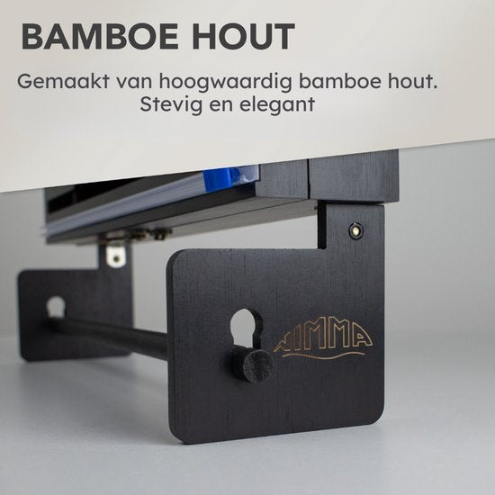 Foliehouder - met Ophangsysteem en Foliesnijder - Rollenhouder - Foliesnijder - Geschikt voor 3 Rollen Folie - Bamboe - Foliedispenser - Zwart - Nimma