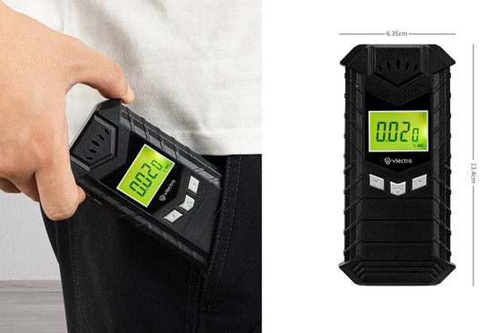 Vlectro Alcoholtester - Digitale Blaastest - USB-Oplaadbaar - Inclusief Mondstukjes - Compact Ontwerp