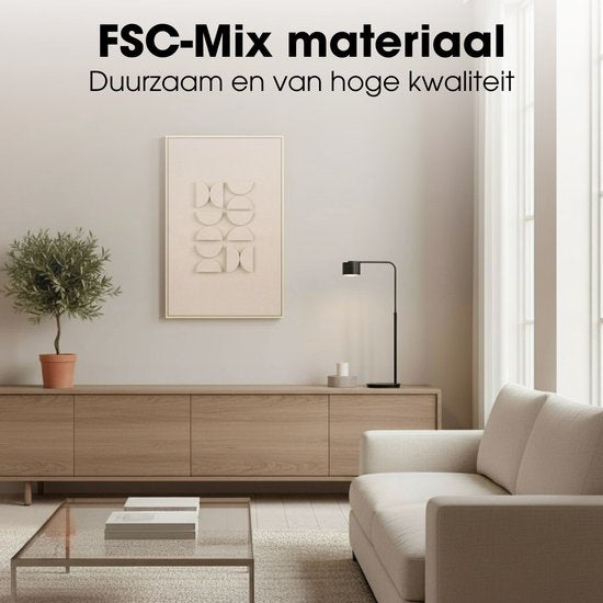 Mica Decorations Wanddecoratie - Wandpaneel Abstracte Kunst 60 x 40 x 3 cm - Woondecoratie voor Woonkamer of Slaapkamer - Lichtgrijs