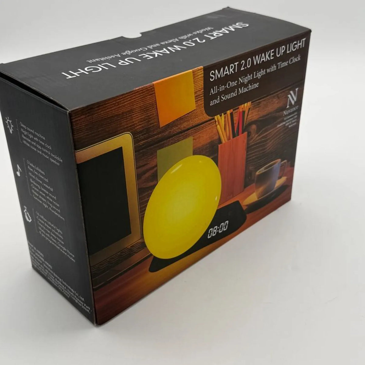 Nuvance Smart 2.0 Wake-up Light – Slimme Wekker met Zonsopgangsimulatie, Kleurenlicht, Speaker en App-bediening