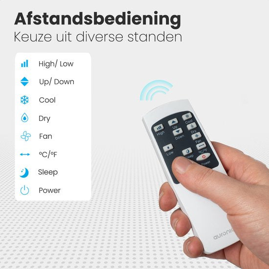 Auronic Mobiele Airco - 10.000 BTU - 4-in-1 - Airconditioning met 2 Raamafdichtingskits - Ventilator - Ontvochtiger - tot 25m² koelen