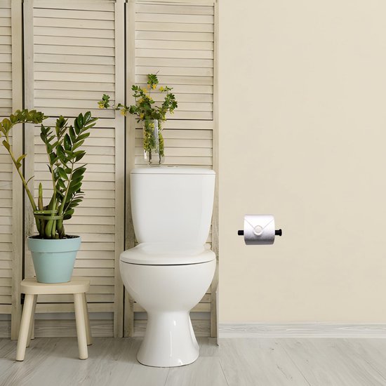 WC Rolhouder Inclusief Handdoekhaak - Toiletrolhouder - WC Papier Houder - WC Rol Houder RVS - Mat Zwart - Inclusief Montageset - Coopley