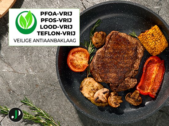 Just Perfecto 15 Delige Pannenset Inductie - Zwarte Pannenset Met Deksel Voor Gas en Inductie - PFAS vrij - Koudgrepen