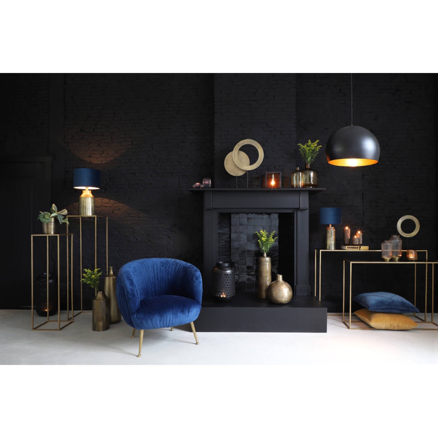 Light & Living JAICEY Hanglamp Ø56x40 cm – Mat Zwart met Goud – Industrieel Design – E27