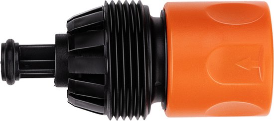 BLACK+DECKER Tuinslang Snelkoppeling - met Waterstop - 5/8'-3/4' - ⌀16-19 mm - Kunststof - Zwart/ Oranje