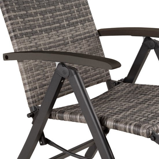 Tectake Tuinstoel - Opklapbaar - Incl Aluminium Frame en Voetsteun - Grijs