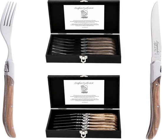 Laguiole Style de Vie Vorken Luxury Line - 6-delig - Olijfhout