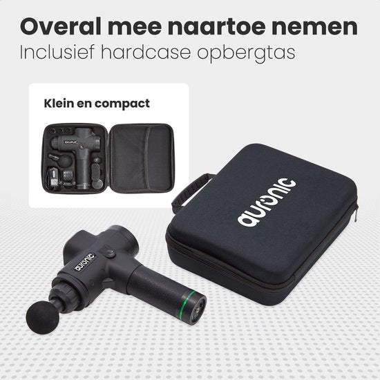 Auronic Massage Gun - Sport en Relax Massage - Massage pistool - 6 Opzetstukken - 30 Standen - Professioneel Massage Apparaat - Zwart