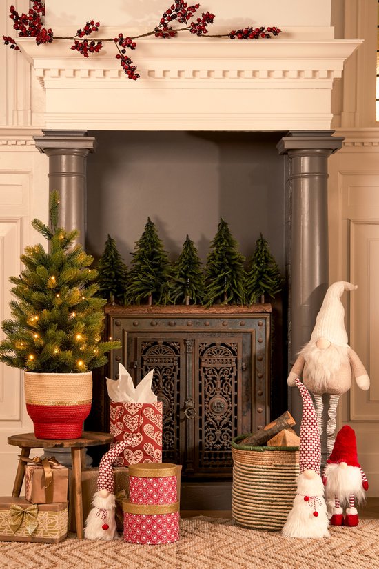 House of Seasons Decoratie Boomstam met Kunstkerstbomen - L80 x H40 cm - Groen