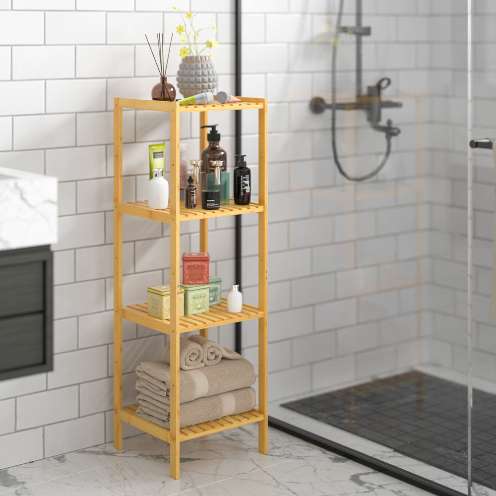 Casaria Staande badkamer/ woonkamer kast bamboe 110x33x33cm