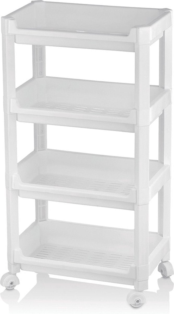 SoBuy FKW01-W Serveerwagen met 3 Etages en Lade - 42 x 36 x 75 cm - Wit