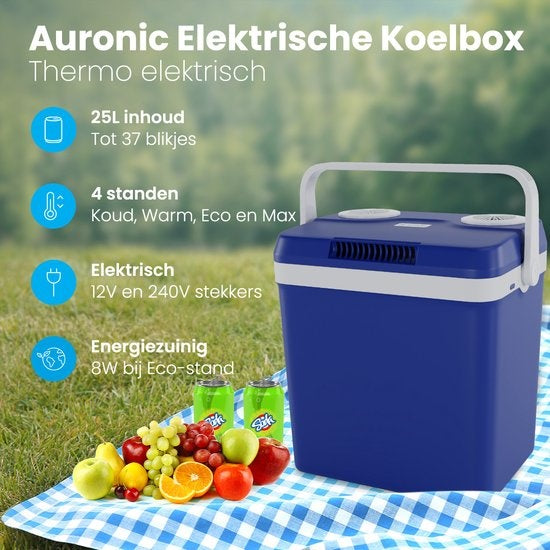 Auronic Elektrische Koelbox - Coolbox - 25L - 12V en 240V - Blauw