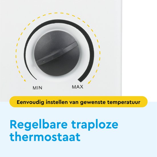 BRASQ Elektrische Convectorkachel - Elektrische Kachel - Compact en Geruisloos - Verstelbare thermostaat 750/1250/2000 watt - Verwarming wit - CH300