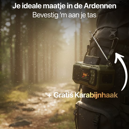 Noodradio Solar Opwindbaar - DAB+ / FM Nood Radio - 5000 mAh Powerbank Zonneenergie - Bouwradio - Badkamer Radio - Noodpakket