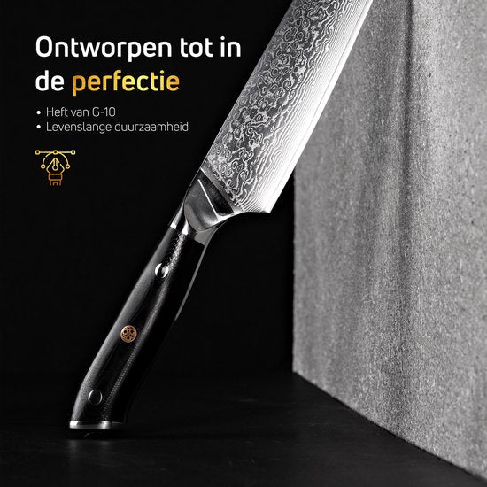 VDN Santokumes damaststaal - Elegance serie - VG-10 Japans damascus - 67 lagen staal