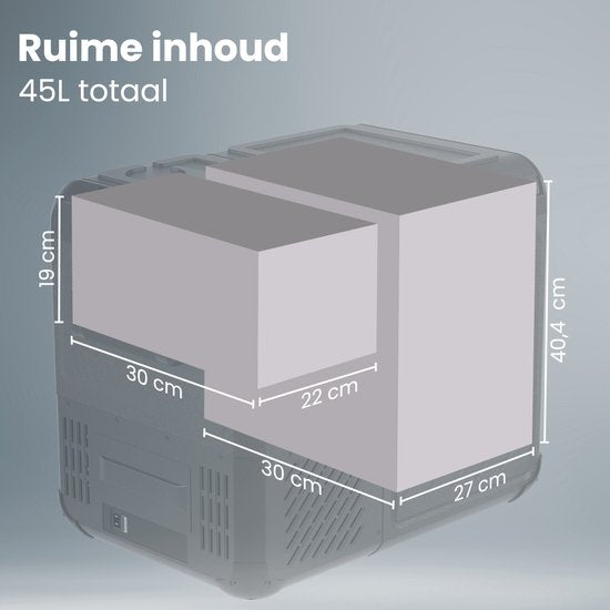 Auronic Elektrische Koelbox - Compressor - Twee Zones - 12V 230 Volt - Auto - 45L - Frigobox - Zwart/Grijs