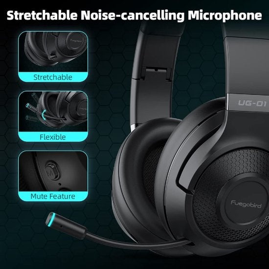 Fuegobird UG-01 2.4GHz Draadloze Gaming Headset - Bluetooth koptelefoon - Multiplatform - Geschikt voor PS4/PS5, Nintendo Switch - Zwart