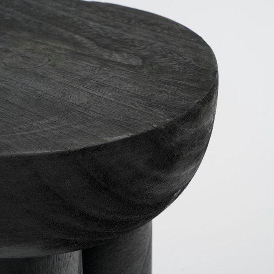 Mica Decorations Latty Bijzettafel - H50 x Ø30 cm - Paulownia Hout - Zwart