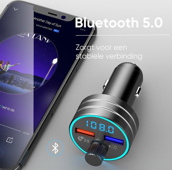Trendfield FM Transmitter Bluetooth 5.0 - Carkit USB 3.0 Snelladen - Auto Accessoires - Beluister Draadloos Muziek via Spotify of Youtube